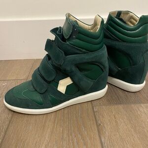 Isabel Marant Bekett Green Wedge Sneakers
